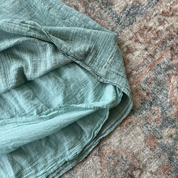 Apiece Apart Mana Blue Midi Dress Cotton Size XL Gauze Muslin Hard To Find - Picture 5 of 5